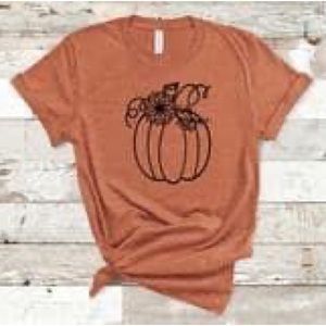 Fall pumpkin and flowers